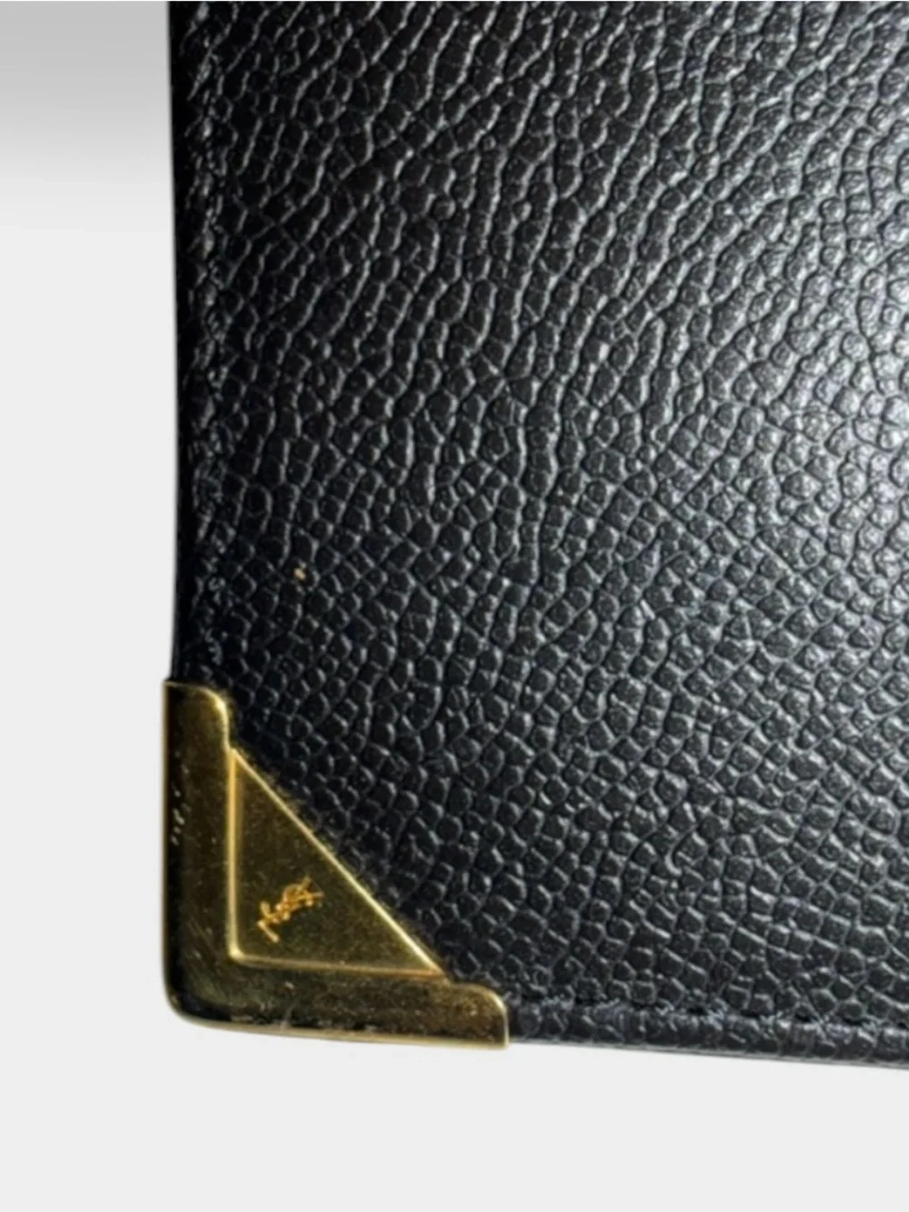 Yves Saint Laurent 🪢VTG Black Leather Long Wallet with Gold Corner Hardware - Picture 4 of 8
